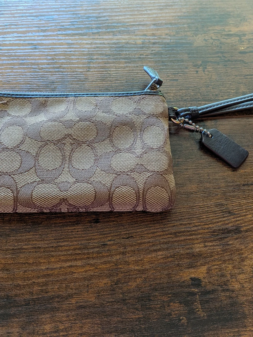 COACH Signature Wristlet - Brown